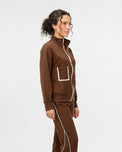 Sajiero Fleece Tracksuit -Comfy Zip - Brown