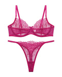 Sajiero Non Padded Bra Set - Ivory Bloom - Pink