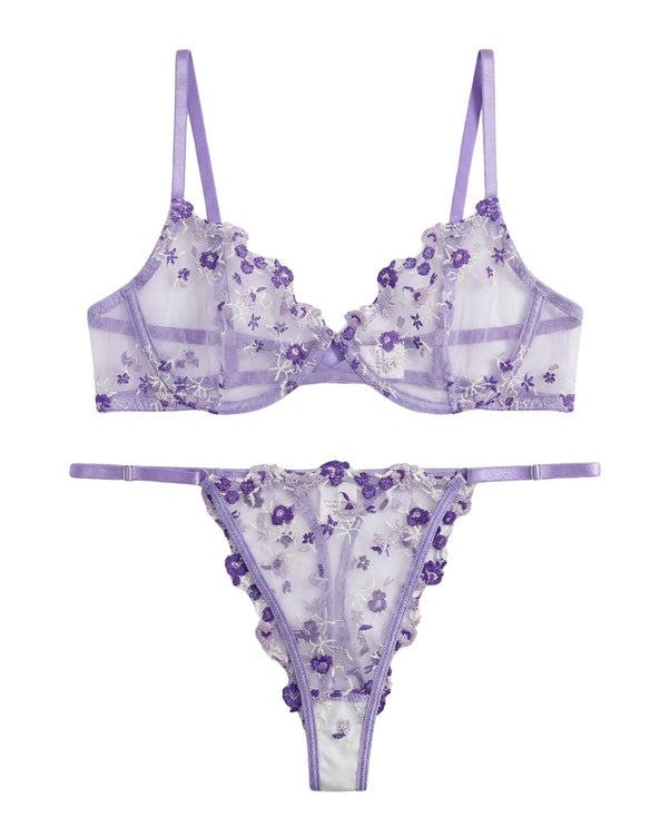 Sajiero Non Padded Bra Set - Flora Zest - Purple