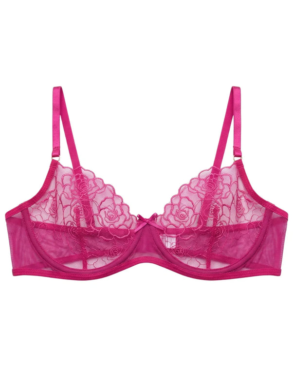 Sajiero Non Padded Bra Set - Ivory Bloom - Pink