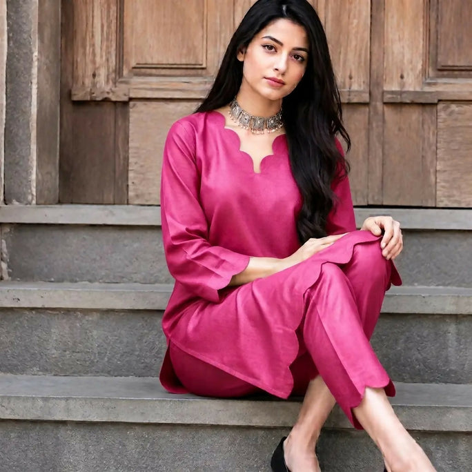 Katan Silk 2 Piece Unstitched Suit Plain Shirt & Trouser-New Design Trendy Party Wear
