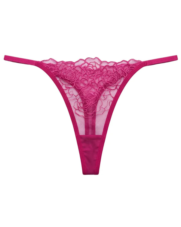 Sajiero Non Padded Bra Set - Ivory Bloom - Pink