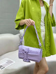 Quilted Leather Bow Accent Crossbody Handbag for Women - Stylish Shoulder Bag