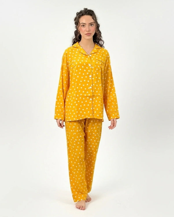 Sajiero Linen Pajama Suit - Sunleaf Set
