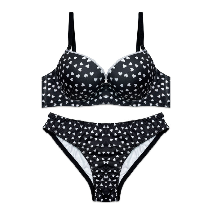 Sajiero Padded Bra Set -  Noir Heart