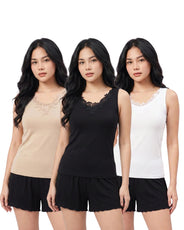 Sajiero Pack Of 3 - Soft Cotton Camisole - Embella