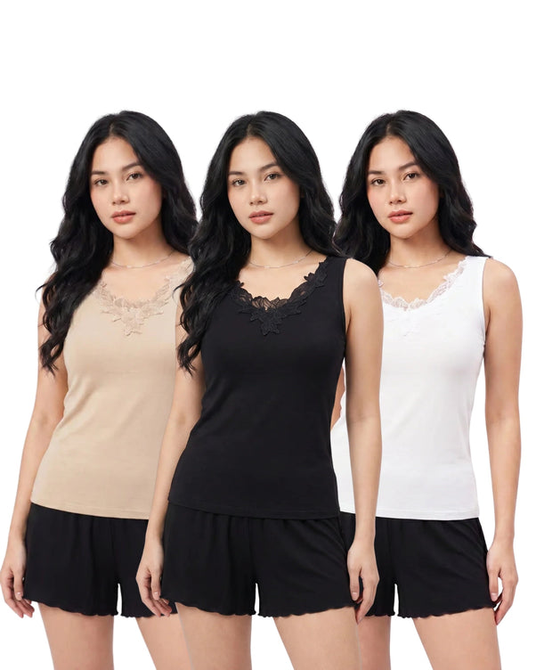 Sajiero Pack Of 3 - Soft Cotton Camisole - Embella