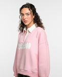 Sajiero Fleece Polo Style Sweatshirt - FUSION - Pink