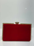 Rhinestone Trimmed Velvet Formal Clutch Bag for Women - Elegant Luxury Evening & Party Purse