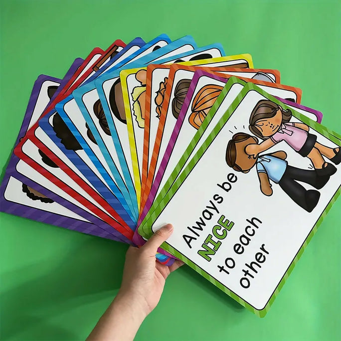15-Piece Educational Classroom Rules Learning Cards