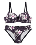 Sajiero Padded Bra Set - Midnight Petal - Black