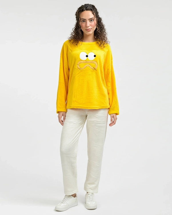 Sajiero Fleece Pajama Suit - Sunny Face