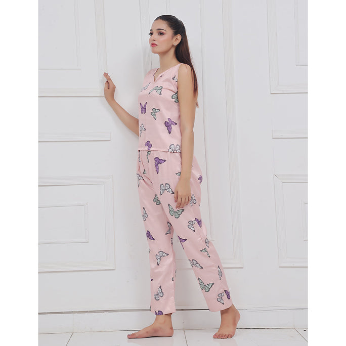 Sajiero Silk Sleeveless Pj Suit - Dreamy Butterfly