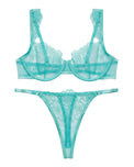 Sajiero Non Padded Bra Set - Rose Veil - Aqua