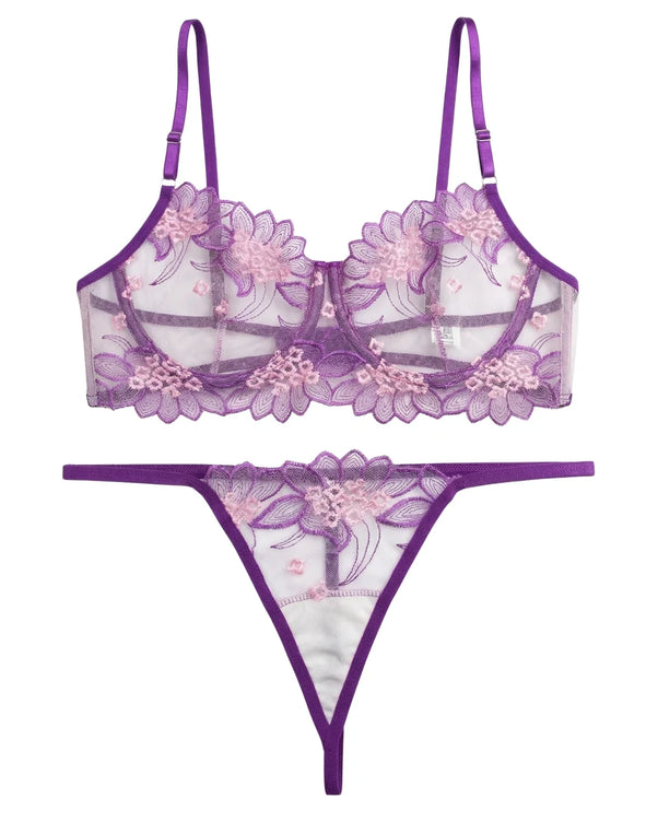 Sajiero Non Padded Bra Set - Verdelle - Purple