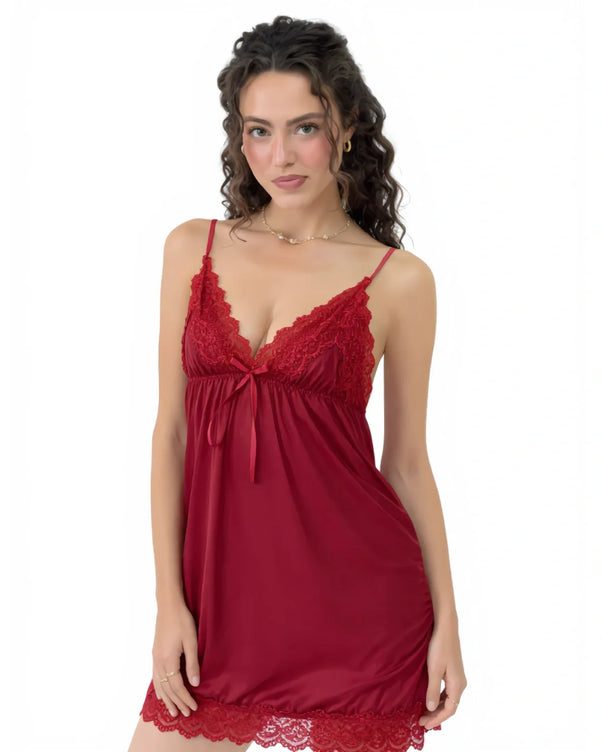 Sajiero Babydoll Lingerie  - Merlot