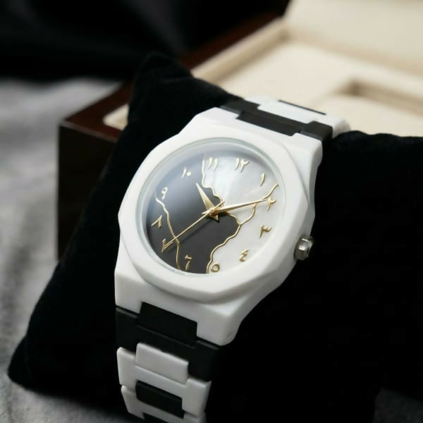 PACK OF 2 PCS Original Arabic Aura Waterproof Wrist Watch: Trending Matte Finish Luxury Timepiece for Men & Boys special Premium Arabic Aura Watch 2026 watch: Luxury Minimalist Design with Butterfly Clasp & Fiber Chain for Men