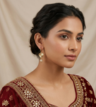 Gold Textured Heart & Crystal Ball Dangle Earrings for Women - Sparkly Huggie Hoop Drop Earrings with Pave Sphere Accent