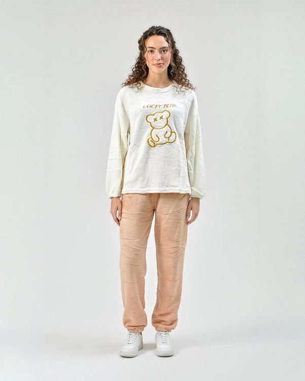 Sajiero Fleece Pajama Suit - Honey Bear