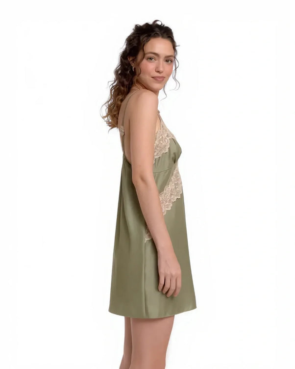 Sajiero Babydoll Lingerie  -  Willow - Olive Green
