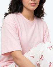 Sajiero Cotton PJ Set - Bow Bliss - Pink