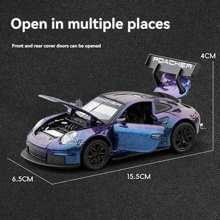 1 32 Porsche 911 GT3 RS Diecast Metal Pull Back Car 4 Openable Doors with Sound and Light Perfect Toy and Gift for Kids