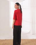 Sajiero Drop Shoulder Graphic Tee - Go Easy Red