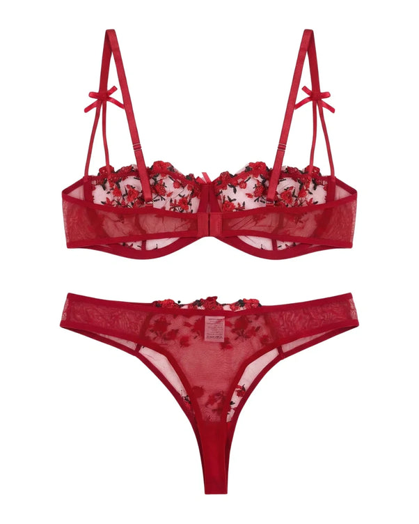 Sajiero Non Padded Bra Set - Blush Veil - Maroon