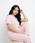 Sajiero Cotton PJ Set - Heart Bliss - Pink