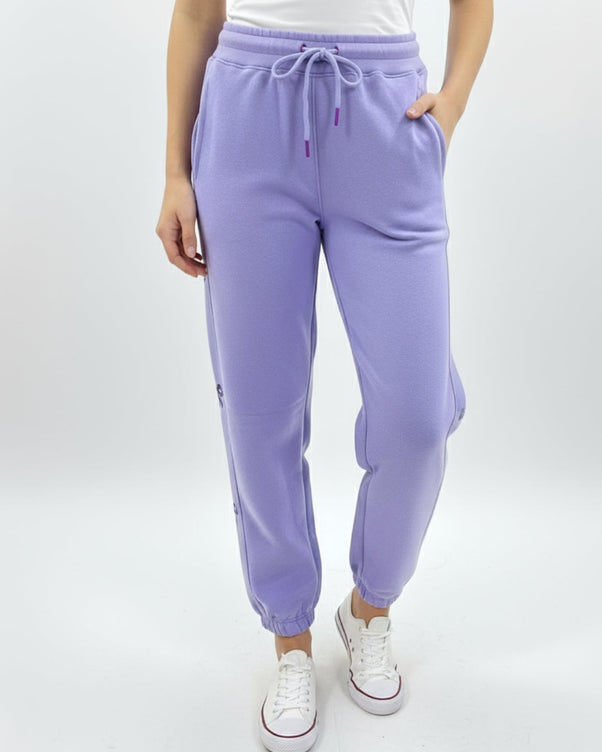 Sajiero Fleece Trouser -Bow Print - Purple