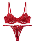 Sajiero Non Padded Bra Set - Petal Luxe - Red
