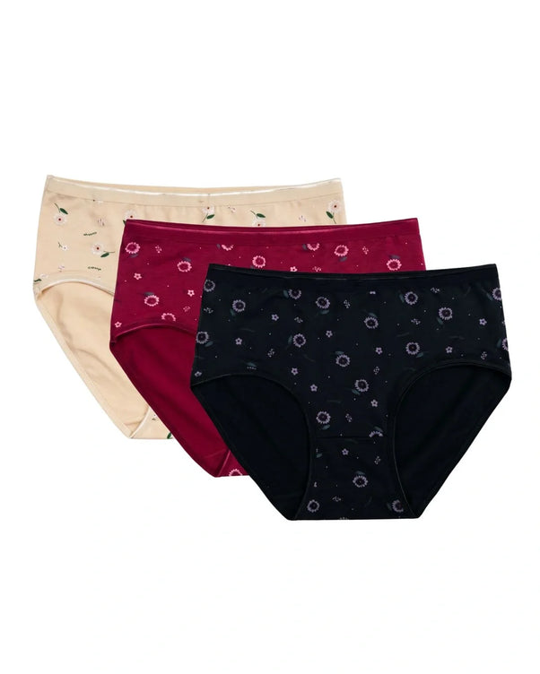 Sajiero Pack Of 3 - Brief Panty - Flowel