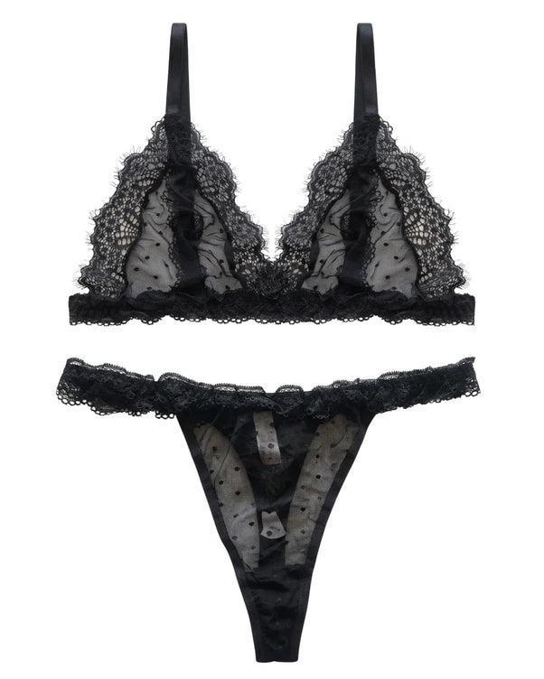 Sajiero Non Padded Bra Set - Moon Lace