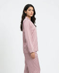 Sajiero Satin Silk Pajama Suit - Noir - Pink