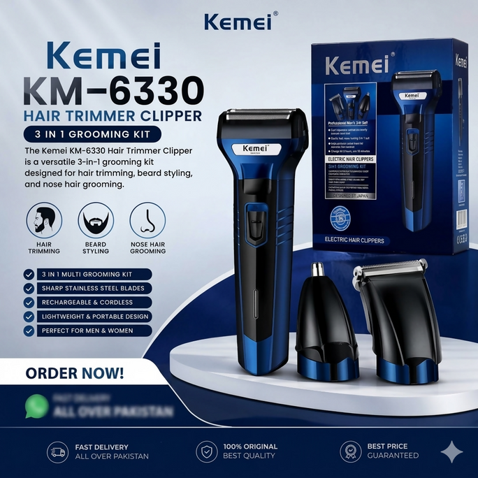 Kemei KM-6330 3 in 1 Professional Grooming Kit For Men