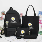 5-Piece Black Daisy Backpack & Bag Set