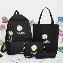5-Piece Black Daisy Backpack & Bag Set