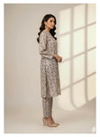 2-Pcs Katan Silk Unstitched Full Allover Shirt With Fully Allover Trouser For Women