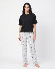 Sajiero Cotton PJ Set - Bow Bliss - Black