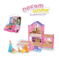 Dream House Doll House Briefcase for Kids Girls - 75 Pcs