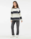 Sajiero Black And White Stripes Fleece Pajama Suit