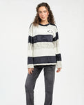 Sajiero Black And White Stripes Fleece Pajama Suit