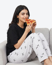 Sajiero Cotton PJ Set - Bow Bliss - Black