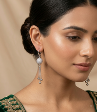 Elegant Silver Crystal Sphere Tassel Earrings for Women - Sparkly Ball Dangle Earrings with Huggie Hoop Clasp