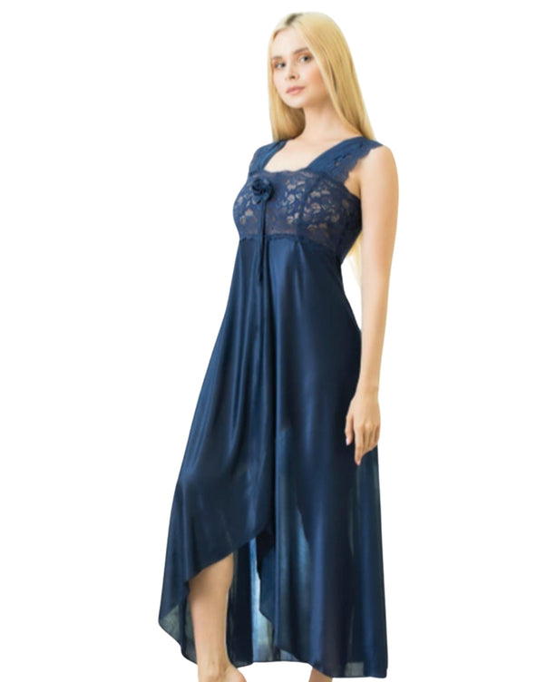 Sajiero Elegant 1 Piece Cross Cut Long Nightie (011)