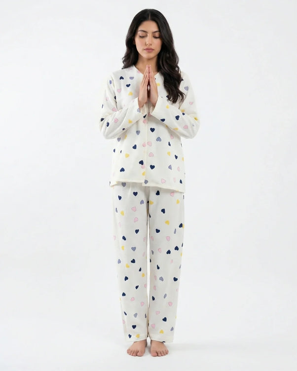 Sajiero Summer Crinkled Pajama Suit - Love Dot