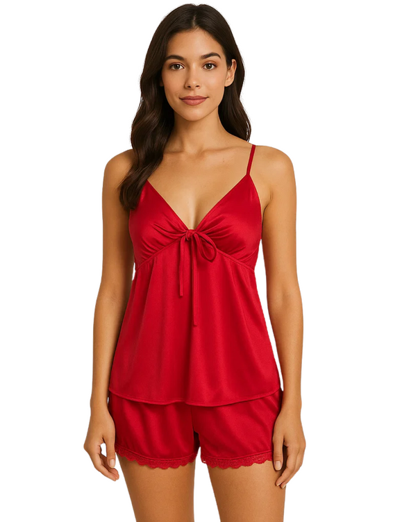 Sajiero 2 Piece Inner Top and Short Silk Cami Set