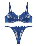 Sajiero Non Padded Bra Set - Roselle Bloom - Blue