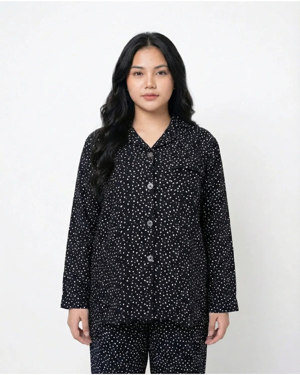 Sajiero Linen Pajama Suit - Blushy Heart - White