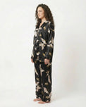 Sajiero Oversized Silk Pajama Suit - Flamingo - Black